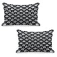 thumbnail image 1 of Grey and Black Quilted Pillowcover Set of 2, Bohemian Pattern with Triangles Vertical Lines Repeating Motifs, Standard Queen Size Pillow Cover Bedroom, 30" x 20", Grey Black Pale Grey, by Ambesonne, 1 of 1