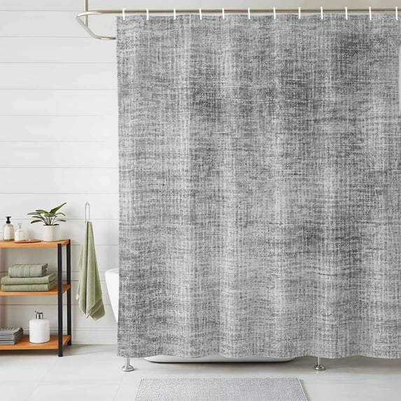 Grey Black Shower Curtains for Bathroom, Farmhouse Linen Texture Waterproof Fabric Shower Curtain, Decorative Bathroom Curtain for Bathtub, 72"x72", No Hooks Included