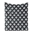 thumbnail image 1 of Grey and Black Soft Flannel Fleece Throw Blanket, Bohemian Pattern with Triangles Vertical Lines Repeating Motifs, Cozy Plush for Indoor and Outdoor Use, 60" x 80", Grey Black Pale Grey, by Ambesonne, 1 of 5