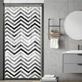 thumbnail image 1 of Grey Black Stall Small Half Size Shower Curtain 36x72 Inch Chevron Herringbone Ombre Striped Geometric Single Narrow Walkin Standing Dorm Decor Fabric Bathroom Polyester Waterproof, 1 of 6