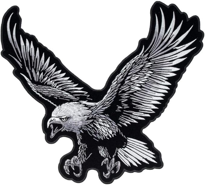 Grey & Black Subdued Soaring Eagle Patch, Large Size