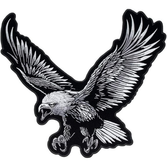 Grey & Black Subdued Soaring Eagle Patch, Large Size