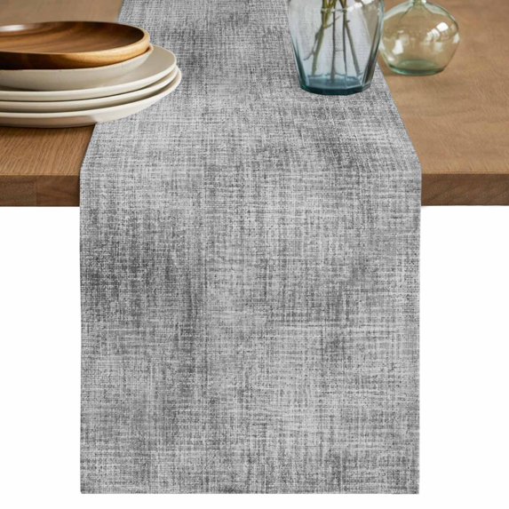 Grey Black Table Runner, Farmhouse Linen Texture Washable Cotton Linen Table Runners 72 Inches Long, Dresser Scarf Runner for Dining/Coffee/Kitchen/TV Stands/Cabinets 13''x72''