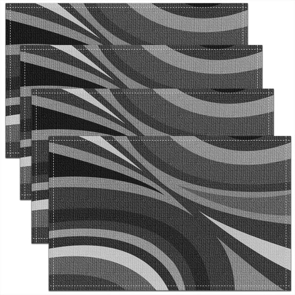 Grey Black White Stripe Line Placemats Set of 4 18"x12" Geometric Placemat for Kitchen Dining Table Decor Indoor Outdoor Geometry Table Place Mats, Abstract