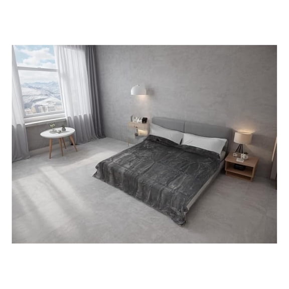 Grey Blanket Twin Size Korean Mink Throw Faux Fur Blankets Color Soft Thick Heavy Plush Reversible Bed comforters bedspreads Bedding Comforter (Grey, Twin)