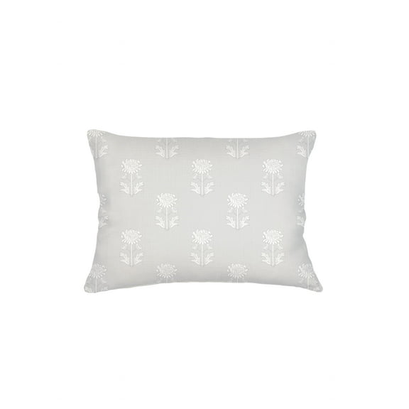 Grey Block Print Linen Dutch Euro Pillow 28x36 Down Alternative