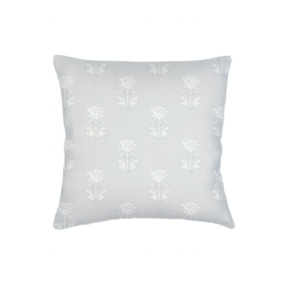 Grey Block Print Linen Euro Pillow 26x26 Down