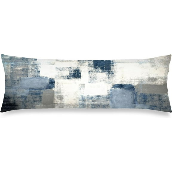 Grey Blue Abstract Art Painting Body Pillow Cover White Blue Gray Long Pillow Case with Zipper Decorative Bedding Pillowcase Modern Pillow Covers Soft Cushion Pillow Case for Bedroom,Couch,20"x54"