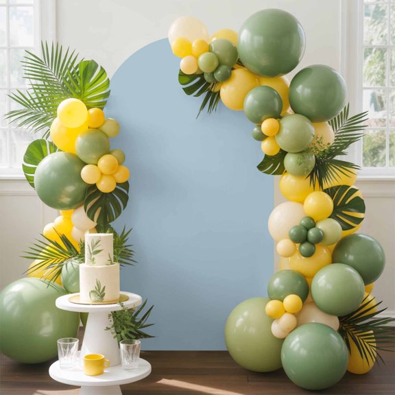 Grey Blue Arch Backdrop Cover, 4FT, Winter Sky Spandex Arch Covers Double-Sided Backdrop for Wedding Birthday Party Photo Background Decoration