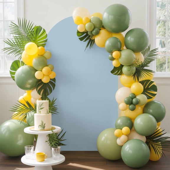 Grey Blue Arch Backdrop Cover, 5FT, Winter Sky Spandex Arch Covers Double-Sided Backdrop for Wedding Birthday Party Photo Background Decoration