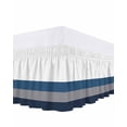 thumbnail image 1 of Grey Blue Bed Skirt Geometric Stripes Bed Skirts California King Size 16 Inch Drop, Wrap Around Dust Ruffle&nbsp;Bedskirt with Adjustable Elastic Belt for Queen Size Beds, 1 of 7