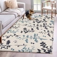 thumbnail image 1 of Grey Blue Botanical Area Rugs 4'x6', Washable Small Throw Rugs for Office Bathroom, Rustic Country Spring Floral Summer Leaf Indoor Outdoor Rug Non-Slip Low Pile Carpet Runner Reversible Floor Mats, 1 of 8