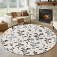 thumbnail image 1 of Grey Blue Botanical Round Area Rug 8Ft Washable Large Circle Rugs for Living Room Dorm, Rustic Country Spring Floral Summer Leaf Non-Slip Carpet Floor Mats Indoor Outdoor Carpet Runner Home Decor, 1 of 8