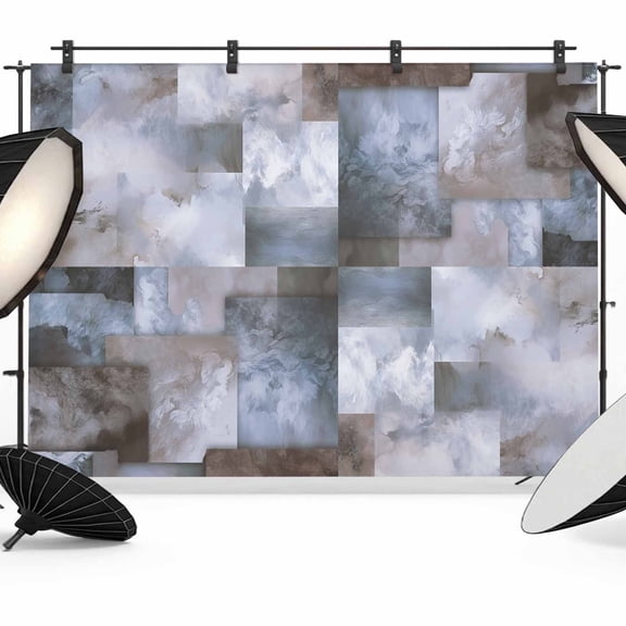 Grey Blue Brown Backdrop for Photoshoot,Photography Photo Studio Background Wall Backdrop,Abstract Gradient Color Blocks Geometric Back Drop Banner Panel for Portraits Wedding Live Streaming 10x8Ft