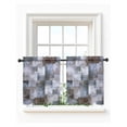 thumbnail image 1 of Grey Blue Brown Tier Curtains 36 Inch Length,Sheer Curtains for Bedroom Living Room Window Abstract Gradient Color Blocks Geometric Small Half Window Kitchen Curtains & Drapes 27.5"x36" 2 Panels, 1 of 6