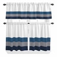 thumbnail image 1 of Grey Blue Curtain Valances Set Geometric Stripes Kitchen Curtains 36&nbsp;inch Length Rod Pocket Valance and Tiers 3 Piece Set Small Bedroom Bathroom Laundry Decor, 1 of 9