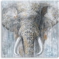 thumbnail image 1 of Grey Blue Elephant Wall Decor - Wild Animals Canvas Elephants Print for Bedroom Framed Ready to hang 12x12inch, 1 of 6