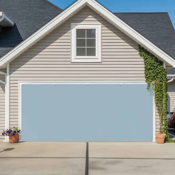 Grey Blue Garage Door Banner Covers, Winter Sky Large Hanging Indoor/Outdoor Backdrop Background for Christmas Winter Party Decor, 6.9x8ft