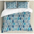 thumbnail image 1 of Grey Blue King Size Duvet Cover Set, Ethnic Round Shapes with Swirls Scale and Stripes Ornamental Motifs, Decorative 3 Piece Bedding Set with 2 Pillow Shams, Grey Pale Blue Navy Blue, by Ambesonne, 1 of 3
