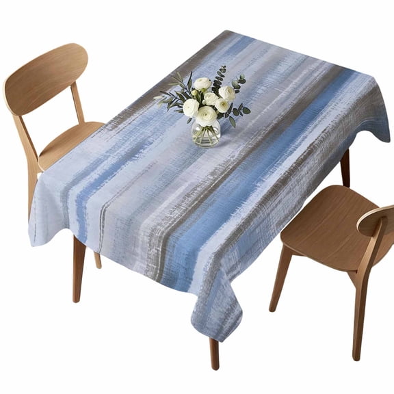 Grey Blue Paint Rectangle Tablecloth Watercolor Abstract Light Blue Stripes Waterproof Wrinkle Free Soft Table Cloth Spill-Proof Washable Table Cover for Dining Party Picnic 52 x 70 Inch
