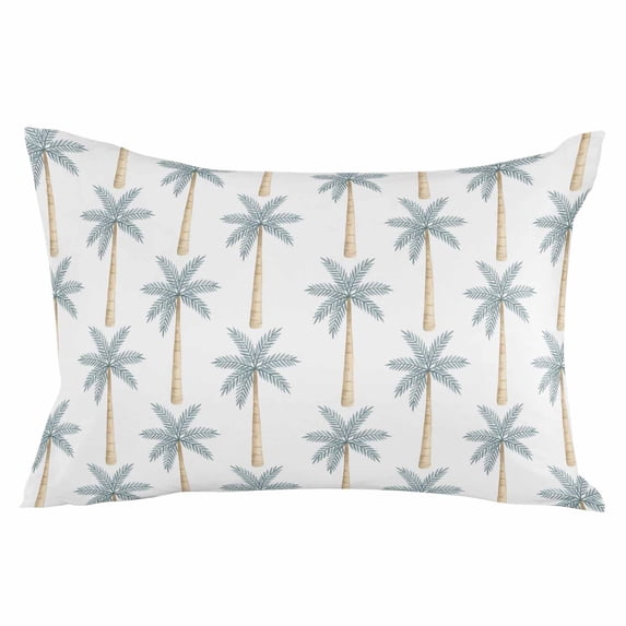 Grey Blue Palm Tree Throw Pillow Cover 12 x 20 Inch Decorative Pillow Cover Summer Tropical Botanical Leaves Lumbar Pillowcase Seasonal Rectangle Cushion Case for Couch Sofa Bed Living Room
