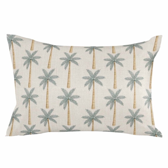 Grey Blue Palm Tree Throw Pillow Cover 20 x 30 Inch Decorative Pillow Cover Summer Tropical Botanical Rustic Lumbar Pillowcase Seasonal Rectangle Cushion Case for Couch Sofa Bed Living Room