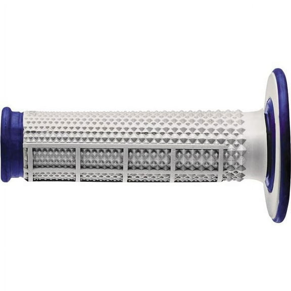 Grey/Blue Renthal Dual Compound Tapered Half Waffle MX Grips