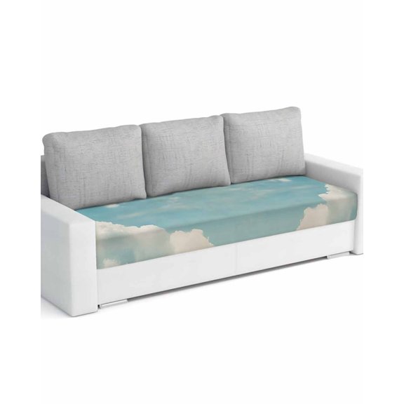 Grey Blue Sky Sofa Couch Cushion Covers Washable, Removable Stretchable Sectional Couch Covers, Vintage White Clouds Nature Slipcovers for L & T Shape Sofa Furniture Protector L Size 1 pc