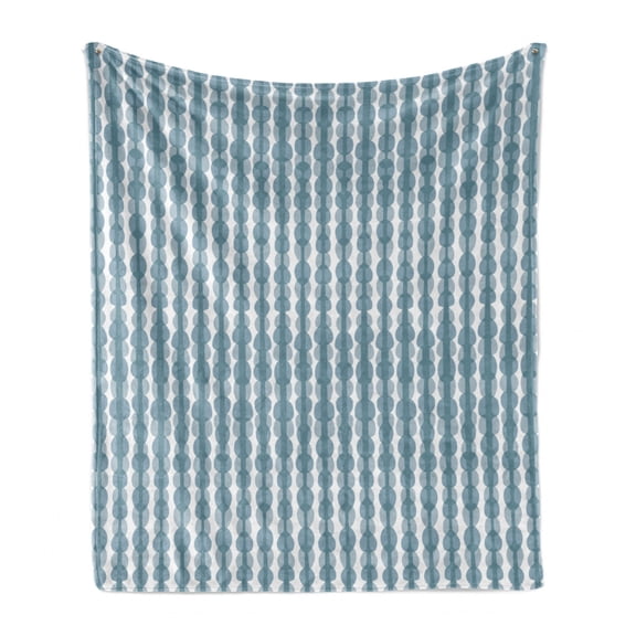 Grey Blue Soft Flannel Fleece Blanket, Sketch Style Illustration of Stripes with Oval Shapes Hand Drawn Composition, Cozy Plush for Indoor and Outdoor Use, 50" x 70", Bluegrey White, by Ambesonne