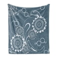 thumbnail image 1 of Grey Blue Soft Flannel Fleece Throw Blanket, Abstract Blossoming Petals with Abstract Swirls Romantic Flowers, Cozy Plush for Indoor and Outdoor Use, 70" x 90", Slate Blue White, by Ambesonne, 1 of 5