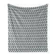 thumbnail image 1 of Grey Blue Soft Flannel Fleece Throw Blanket, Geometric Arrangement Bullseye Pattern Rhombuses Modern Illustration, Cozy Plush for Indoor and Outdoor Use, 50" x 70", Pale Blue and Grey, by Ambesonne, 1 of 5