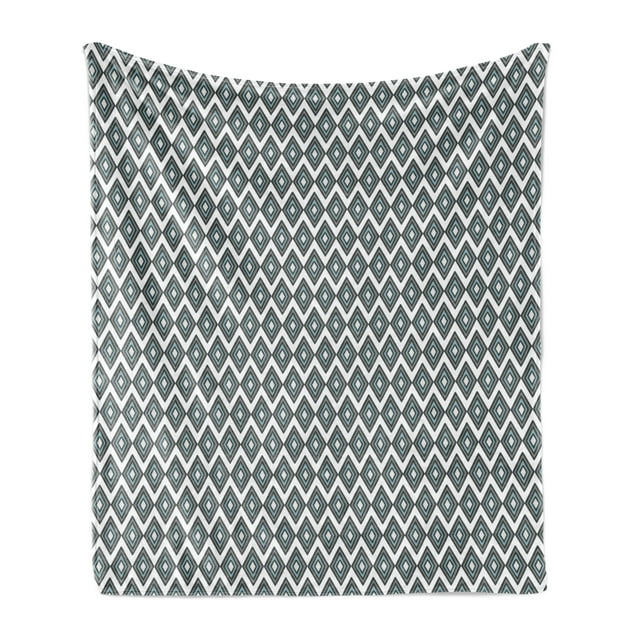 Grey Blue Soft Flannel Fleece Throw Blanket, Geometric Arrangement Bullseye Pattern Rhombuses Modern Illustration, Cozy Plush for Indoor and Outdoor Use, 50" x 70", Pale Blue and Grey, by Ambesonne