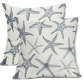thumbnail image 1 of Grey Blue Starfish Pillow Covers 16X16 Inch Set of 2 Beach Ocean Coastal Decorative Square Pillow Cases Summer Nautical Gray Cotton Linen Cushion Case Home Decor for Sofa Couch Bedroom Outdoor, 1 of 6