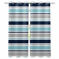thumbnail image 1 of Grey Blue Striped Blackout Curtains for Bedroom, Thermal Insulated Window Treatment, Farmhouse Stripes Abstract Art Navy Blue Grommet Top Blackout Draperies and Drapes for Basement 27.5"x39" 2 Panels, 1 of 8