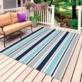 thumbnail image 1 of Grey Blue Striped Outdoor Rug 5x8 Ft, Non Slip Washable Area Rug, Farmhouse Stripes Abstract Art Navy Blue Patio Rugs Carpet Runner, Large Floor Mat for Indoor/Outdoor Deck Porch Camping, 1 of 8