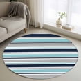thumbnail image 1 of Grey Blue Striped Round Rug 4ft Washable Circle Entryway Rugs Non Slip Farmhouse Stripes Abstract Art Navy Blue Area Rug Indoor Floor Carpet for Bedroom Kitchen Living Room Home Office Dining Room, 1 of 8