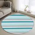 thumbnail image 1 of Grey Blue Striped Round Rug 4ft Washable Circle Entryway Rugs Non Slip Farmhouse Stripes Modern Abstract Art Area Rug Indoor Floor Carpet for Bedroom Kitchen Living Room Home Office Dining Room, 1 of 8