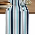 thumbnail image 1 of Grey Blue Striped Table Runner 60 Inches, Farmhouse Stripes Abstract Art Navy Blue Bed Runner Dresser Scarves Tabletop for Indoor Outdoor Parties/Ceremony/Banquet, 13" x 60", 1 of 8