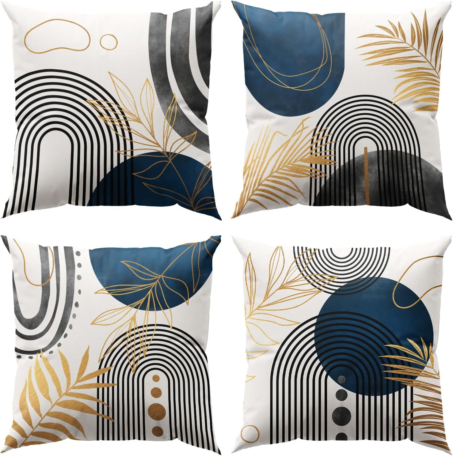 Grey and Blue Throw Pillows Boho Pillow Covers 20x20 Abstract Geometric ...
