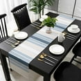 thumbnail image 1 of Grey Blue Vertical Stripes Cotton Linen Table Runner 16 x 72 inch Modern Minimalist Abstract Non-slip Rectangular Dining Table Decor for Wedding Party Holiday Dinner, 1 of 8