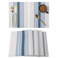 thumbnail image 1 of Grey Blue Vertical Stripes Placemats Set of 8 Modern Minimalist Abstract Place Mats Indoor Wipeable Table Mats Washable Cloth Dining Table Placemats for Kitchen Holiday Party Home Decor 13x19 Inch, 1 of 9