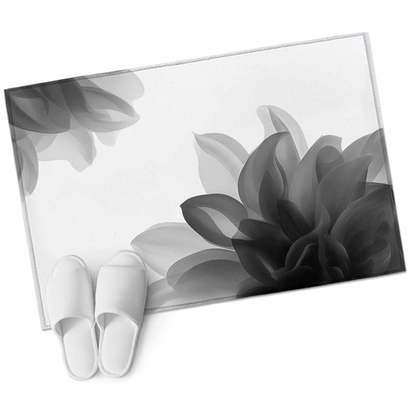 Grey Bohemian Bathroom Mat 2x3 FT, Non Slip Small Kitchen Mat, Boho Modern Floral Abstract Ombre White Washable Soft Backed Front Door Throw Rug Non-Shedding Indoor Outdoor Doormat for Entryway Sink