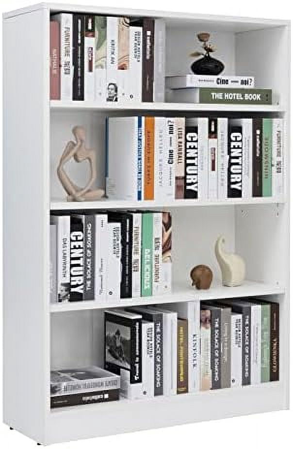 Grey Bookshelf for Bedroom 4 Office Bookcase 48 Inches Tall Modern Wood