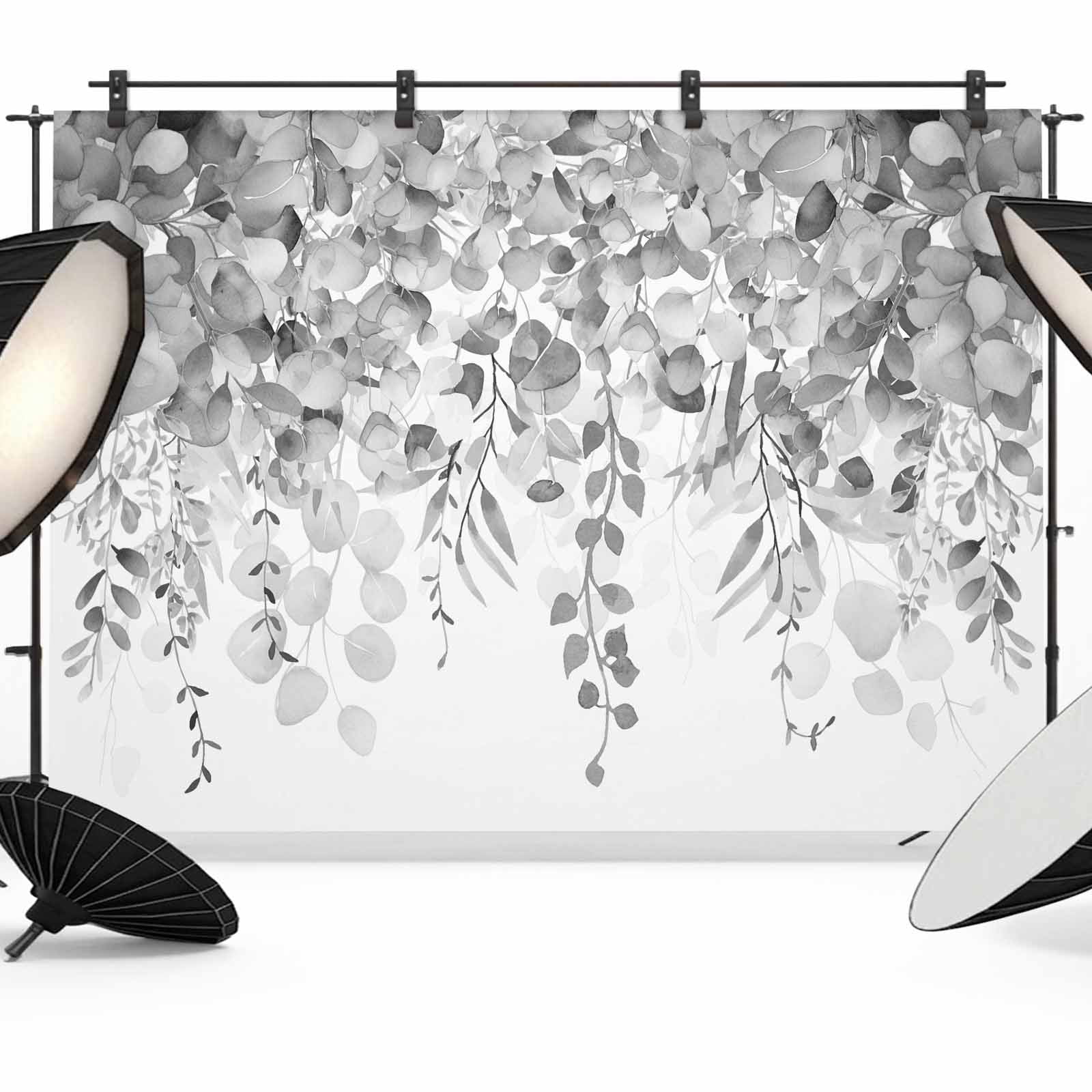 Botanical Backdrop Grey Botanical Backdrop for Photography,Fabric Photo Background ...