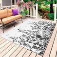 thumbnail image 1 of Grey Botanical Outdoor Rug for Patio/Deck/Porch, Non-Slip Large Area Rug 3 x 5 Ft, Dragonfly Flower Leaf Retro Ink Style Indoor Outdoor Rugs Washable Area Rugs, Reversible Camping Rug Carpet Runner, 1 of 8