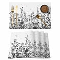 thumbnail image 1 of Grey Botanical Placemats Set of 4 Dragonfly Flower Leaf Retro Ink Style Place Mats Indoor Wipeable Table Mats Washable Cloth Dining Table Placemats for Kitchen Holiday Party Home Decor 13x19 Inch, 1 of 9