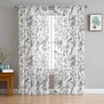 thumbnail image 1 of Grey Botanical Sheer Curtains 96 Inch Length 2 Panels Set for Living Room/Bedroom, Elegant Watercolor Botanical Birds Semi Curtain Sheers Drapes Rod Pocket Curtains Window Treatment Set 52''x96''x2, 1 of 7