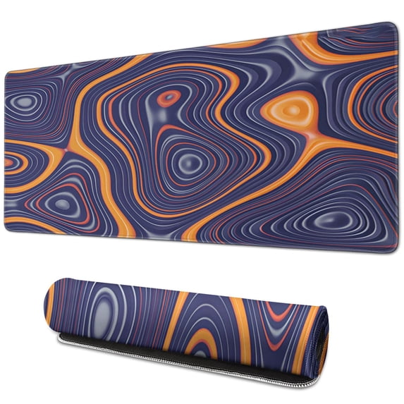 Grey Bottom Orange Lines mouse Padswaterproofnon Slip Line Series for Office Home Work Gaminggaming Mouse PadRubber Base Mousepad with Stitched Edges 31.5x11.8inches