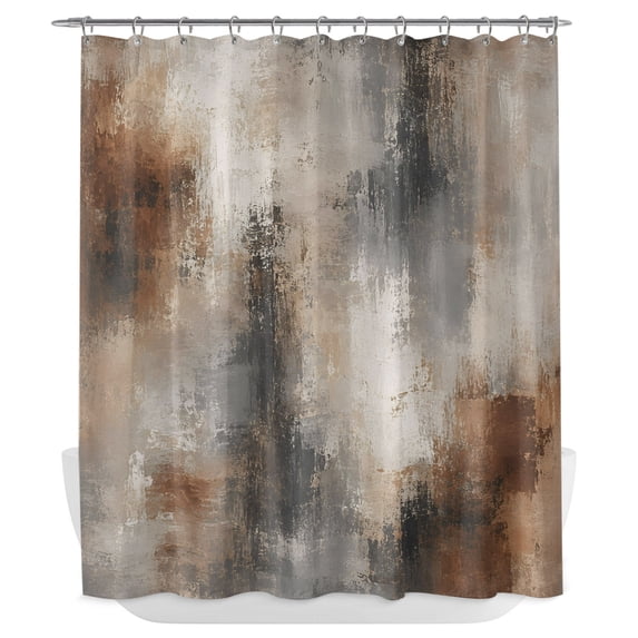 Grey Brown Abstract Art Shower Curtain - Water Repellent Fabric Shower Curtains Washable, Luxury Aesthetics Decorative Polyester Cloth Bathroom Curtains Modern Bath Decor 72"x72"