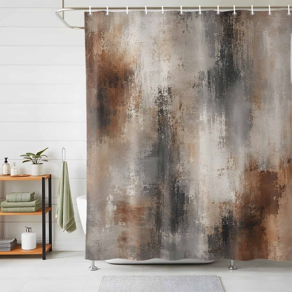 Grey Brown Abstract Art Shower Curtains for Bathroom, Luxury Waterproof Fabric Shower Curtain, Decorative Bathroom Curtain for Bathtub, 72"x84", No Hooks Included